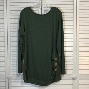 Yincro Green Round Neck Long Sleeve Women Tunic Sweater XL